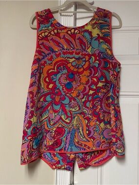 Lilly Pulitzer Vibrant Pink-Orange Paisley Sleeveless Camisole